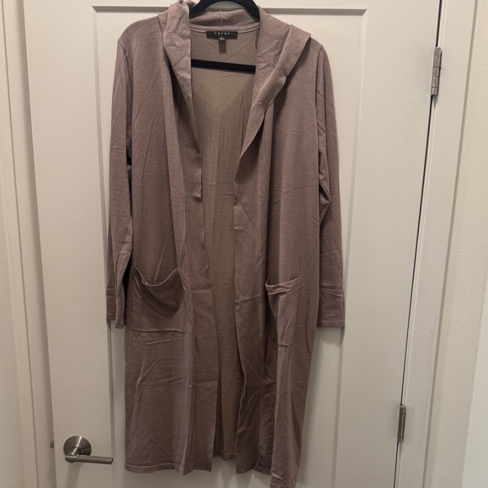 Cyrus Hooded Cardigan in Taupe. L. Like New!